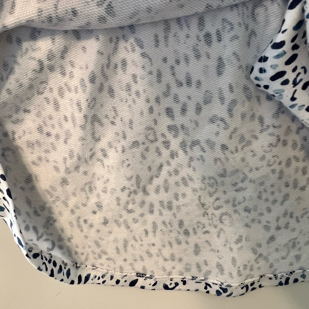 Wonderly Studio White with Navy and Teal Speckle Print Sleeveless Dress- M - Picture 5 of 8
